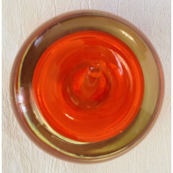 Art Glass Exquisite Red Apple Paperweight Clear Stem Hand Crafted - Picture 4 of 7